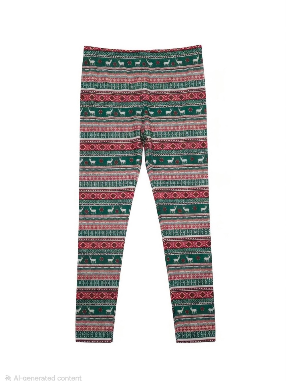 Women's Green & Red Holiday Fair Isle Leggings
